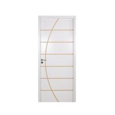 Kit Porta de Madeira Decorada 215x74cm com Batente de MDF Ultra 10cm Neblina MGM Branco