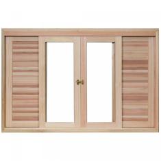 Janela de Madeira Veneziana de Correr 120x200cm Com Caixilho 14cm  EWK 362 Rondosul Marroml