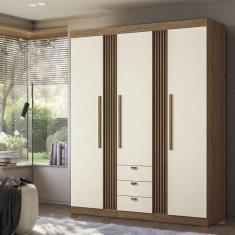 Guarda-roupa Aurora 03 Portas com Pés Jatobá/Areia