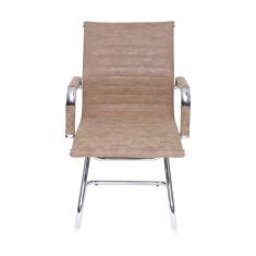 Cadeira para Escritório Interlocutor Base Fixa Esteirinha Sintético 3301 Or Design Castanho Retrô