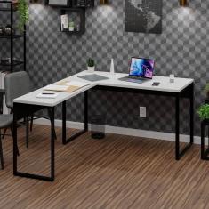 Mesa de Canto em L Escrivaninha Industrial 120x150cm Branco