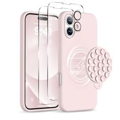 COFFKER Capa magnética para iPhone 16 Plus, compatível com Magsafe, suporte de telefone com ventosa - 2 protetores de tela - protetor de lente de câmera, capa protetora de silicone à prova de choque