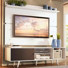 Rack Madesa Dubai e Painel para Tv até 65 Polegadas com Pés - Branco/preto 7309