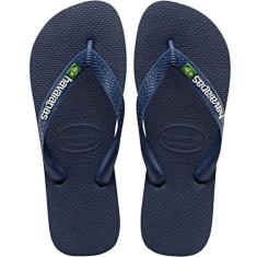 Chinelo Havaianas Brasil Logo Bandeira, 41/42, Marinho