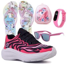 Tenis Infantil De Amarrar Meninas Leve Desenhos LIGHT + Mochila Chinel