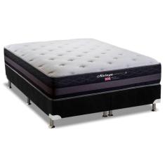 Cama Box King: Colchão Molas Herval Maxspring Málaga + Base CRC Suede 