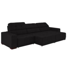 Sofá Sala de Estar Retrátil e Reclinável 5 Lugares Lisboa 350cm Couro 