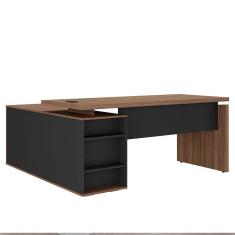 Mesa Escritório Em L Gerência 170cm Corp A06 Nogal/preto - Mpozenato