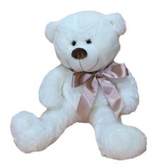 Urso De Pelúcia Baunilha Super Macio 50 Cm - Com Laço Colorido, Decora