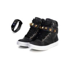 Tenis Sneaker Fitness Feminino Botinha Academia Couro + Relógio - Bawm