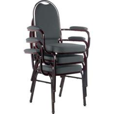 Kit com 3 Cadeiras para Auditório Linha Hotel Cinza