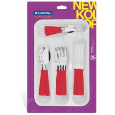 Faqueiro Inox 25 Peça New Kolor Vermelho Tramontina