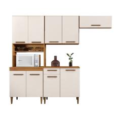 Cozinha Completa 9 Portas Atenas Kaiki Moveis Nature/Off White