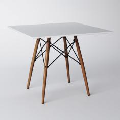 Mesa Eiffel Wood Tampo Quadrado De Madeira 90 Cm Branco Asturias - Cor: Branco
