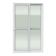 Porta De Correr 2 Folhas Moveis 210 X 120 Elite Com Fechadura Tetra Vidro Liso Branco