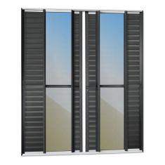 Porta De Correr Venez. 6 Folhas Moveis 210 X 200 Elite Com Fechadura Tetra Vidro Reflex Mix Preto