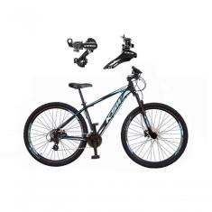 Bicicleta Aro 29 Ksw Xlt Alumínio 24v Câmbios Shimano Garfo Suspensão - Preto/azul Tam.19