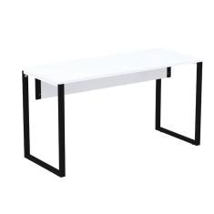 Mesa Escritório P25 Tub Pandin 120 Cm (larg) Tampo Mdp Branco Pé Aço Tubular Preto