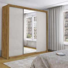 Guarda Roupa Isabela Casal 3 Portas de Correr Com Espelho Luxo Carioca