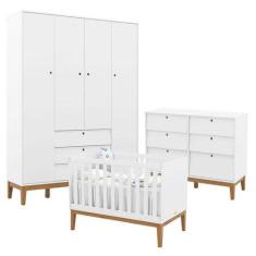 Quarto De Bebe Unique 4 Portas Com Cômoda 6 Gavetas Branco Soft Eco Wo