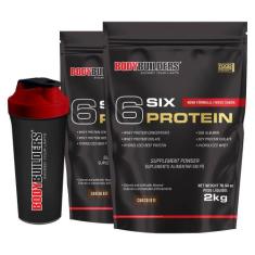 Kit 2x 6 Six Protein 2kg + Coqueteleira  Bodybuilders,  Chocolate