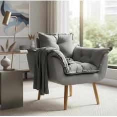 Poltrona Decorativa Linda Platinum Decor Cinza