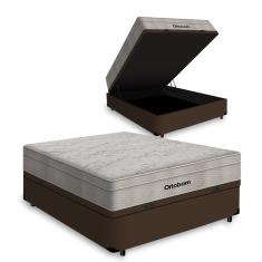 Cama Box com Baú Casal + Colchão De Molas Ensacadas - Ortobom - AirTech SpringPocket 138x188x67cm