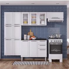 Cozinha 4 Peças 13 Portas 2 Gavetas Paneleiro Duplo em Aço Luce Branco