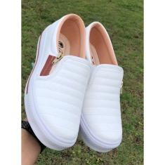 Tênis Sapatênis Sapatilha feminino Slip On Zíper casual Leve e confortável