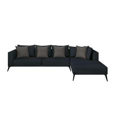 sofá 5 lugares doha com chaise direito poliéster petróleo