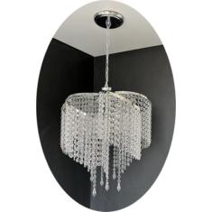 Lustre luminária cristal acrílico alto brilho teto moderno sala quarto 33x40cm