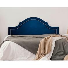 Cabeceira Estofada Provençal Luxo com Tachas - Queen Suede Azul Marinho