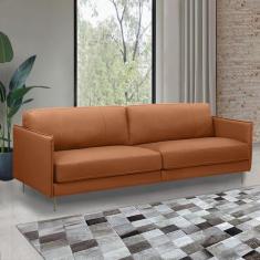 Sofá Decorativo Anthony 4 Lugares Sala de estar 270cm Pés em Aço Couro