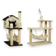 Casa Para Gatos Dois Andares Rede E Brinquedos  Plataforma 3 Andares P