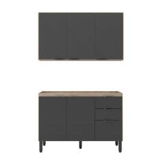 Cozinha Modulada Composição 9 Firenze 2 Peças - Demóbile Avena/Grafito