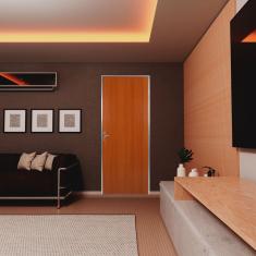 Kit Porta de Madeira Lisa 212x75cm com Batente de Alumínio 3,6cm Ecomadeiral mgm