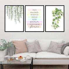 Kit 3 Quadros Decorativos Samambaia - É Preciso Amor 45X34Cm - Quadros