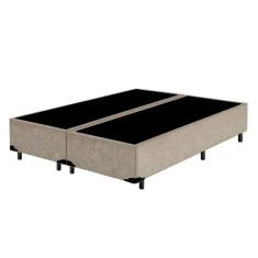 Cama Box Casal Bipartido Homequeen Suede Bege 138x188x40
