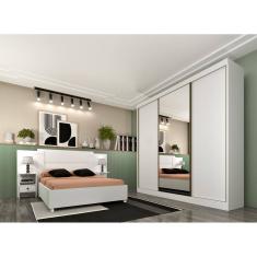 Guarda Roupa Casal com Espelho 3 Portas 4 Gavetas - Dacar-Neve - Tcil Móveis