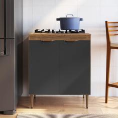 Balcão 70cm 2 Portas Espaço Cooktop 4 Bocas Veneza Mel/Grafite
