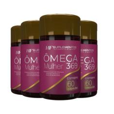 4x omega 3 6 9 mulher 60 caps hf suplementos
