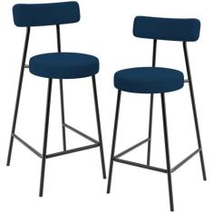 Kit 02 Banquetas Baixa Bar Cozinha Sala De Jantar Em Aço Milão L02 Sue