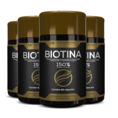 4X Biotina 150% Premium 60Caps Hf Suplementos