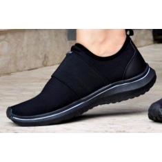 Tênis Preto Esport Fali Elástico Adadis Confort Modar Vansneki Sliper 