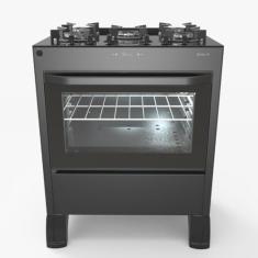 Fogão Braslar 5 Bocas Horus Top Control Titanium Mesa de Vidro Forno Easy Clean