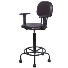 Cadeira caixa alta giratoria com rodizios e apoio de bracos Preto mate