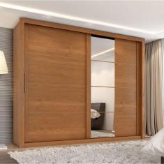 Guarda Roupas Casal Com Espelho 2 Portas De Correr 6 Gavetas Imperador Zanzini Madeirado