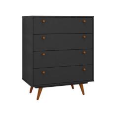 Cômoda Retrô 4 GV Preta - Modern, Preto