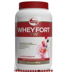 Whey Fort Whey Protein 3W Concentrado, Isolado e Hidrolisado Vitafor Pote 900g Sabores-Unissex