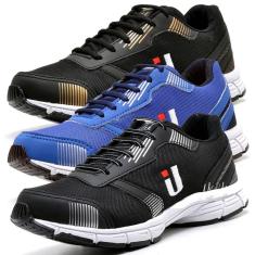 Kit Ousy Moda Tênis Esportivo 3 Pares Básico Academia Masculino-Masculino